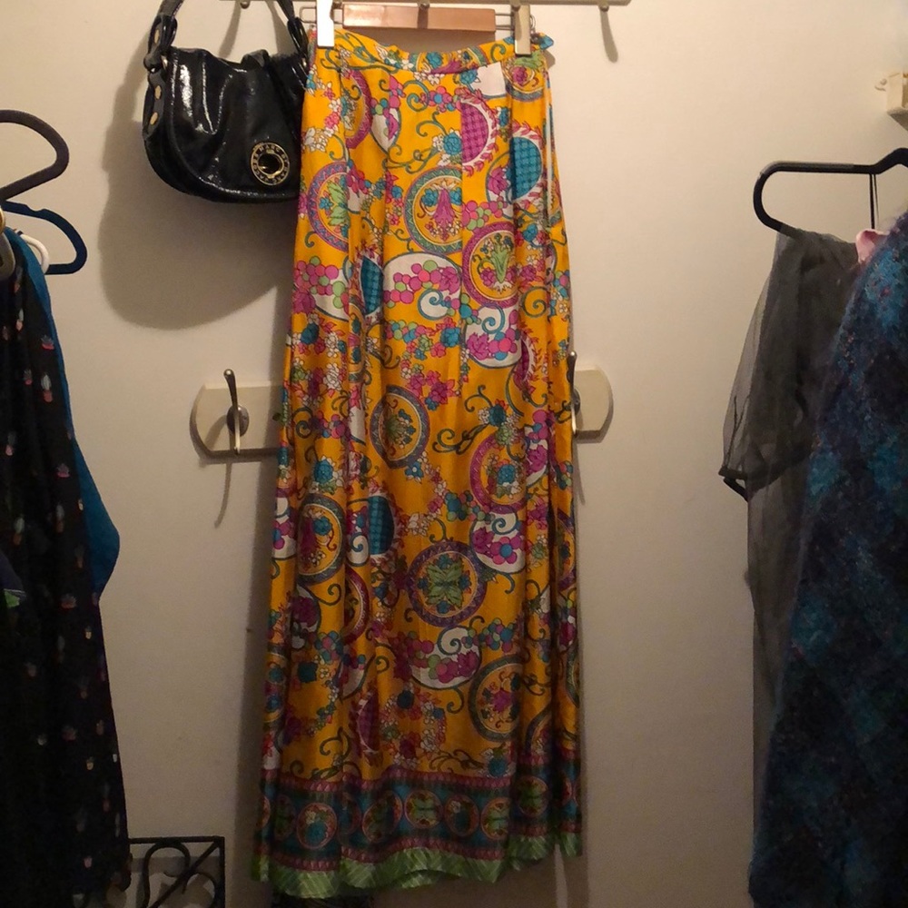 Yellow Paisley Maxi Skirt - Vibrant Floral Print